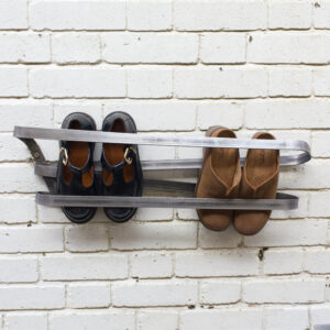 hand-bent steel shoe rack