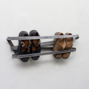 hand-bent steel shoe rack - Image 2