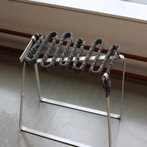 chunky hand-bent steel stool with wrapped seat - Image 4