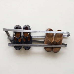 hand-bent steel shoe rack - Image 1